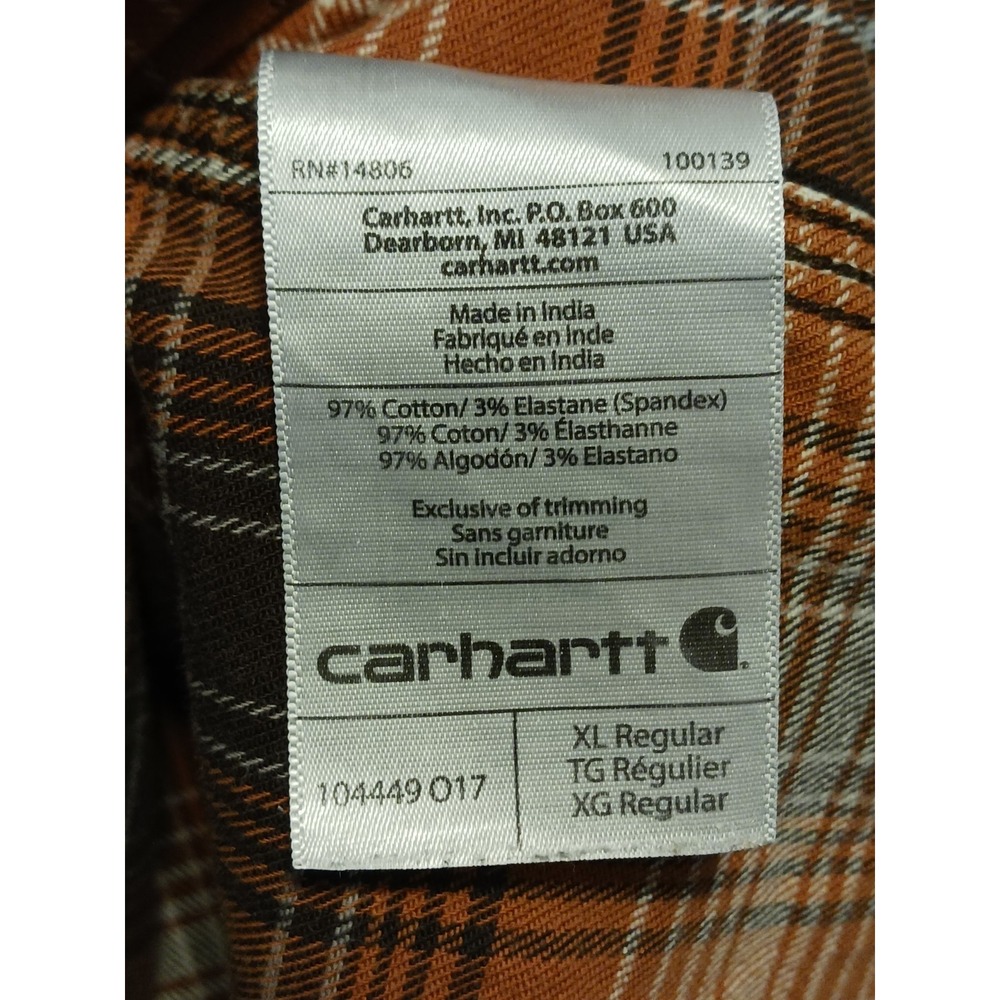 Carhartt Relaxed Fit Long Sleeve Button Shirt Multicolor Pearl Snap Plaid - Picture 5 of 6